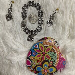 Brighton Silver and Black Heart Jewelry Set